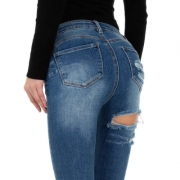 Blugi skinny cu rupturi - albastru dama