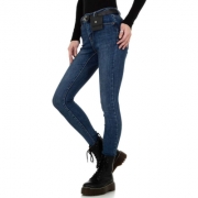 Blugi slim fit talie inalta - albastru dama