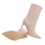 Botine cu toc subtire - culoarea nude dama