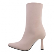 Botine toc subtire inalt - culoarea nude dama