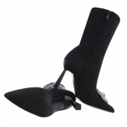 Botine elegante cu toc si strasuri - negru dama