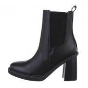 Botine cu toc gros inalt - negru dama