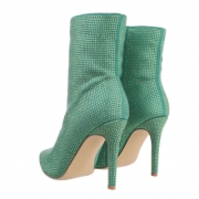 Botine elegante cu toc si strasuri - verde dama