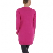 Pulover lung cu nasturi - fuchsia dama