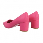 Pantofi toc mic gros - roz fuchsia dama