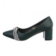 Pantofi ocazie toc mic gros - verde dama