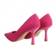 Pantofi cu strasuri si toc - roz fuchsia dama