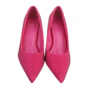 Pantofi cu strasuri si toc - roz fuchsia dama