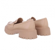 Pantofi oxford cu toc gros - kaki dama