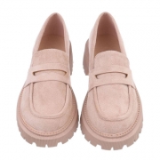 Pantofi oxford cu toc gros - kaki dama