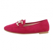 Mocasini eleganti cu strasuri - roz fuchsia dama