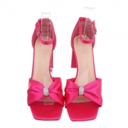 Sandale ocazie cu toc - roz fuchsia dama