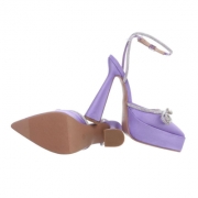 Pantofi eleganti cu strasuri si cu toc - violet dama