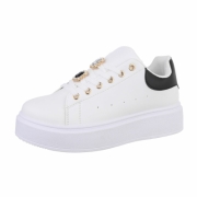 Sneakers talpa groasa - alb negru dama