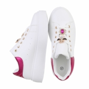 Sneakers cu brose cu pietricele - whitefuchsia dama