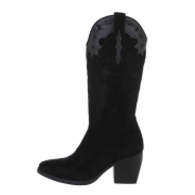 Ciocate western cu toc gros - & Cizme Biker - blacksuede dama