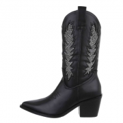 Cizme western cu toc gros - & Cizme Biker - negru dama