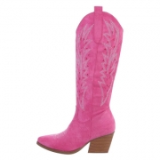 Ciocate western cu toc gros - & Cizme Biker - roz fuchsia dama