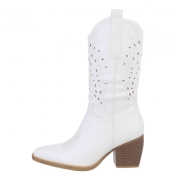 Ciocate western cu toc gros - & Cizme Biker - whitepu dama