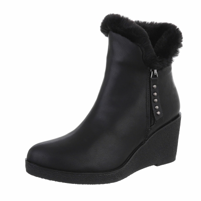 Botine cu blanita si platforma - negru dama