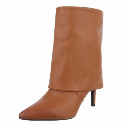 Botine elegante cu toc - bej dama