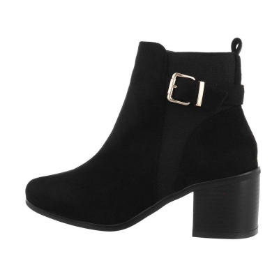 Botine elegante cu toc gros - blacksuede dama