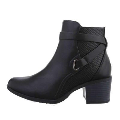 Botine cu toc mic gros - negru dama