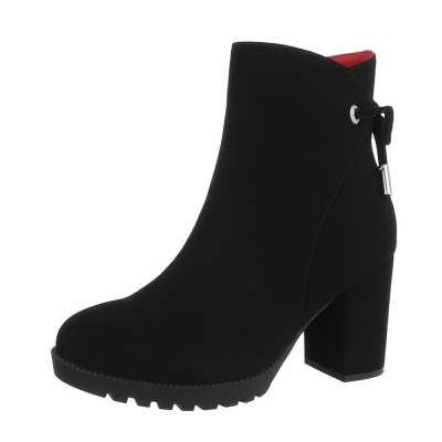 Botine cu toc gros - negru dama