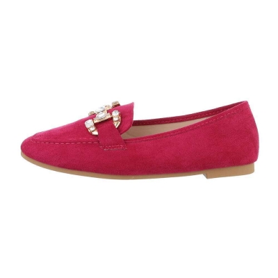 Mocasini eleganti cu strasuri - roz fuchsia dama