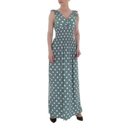 Rochie lunga cu buline - verde dama