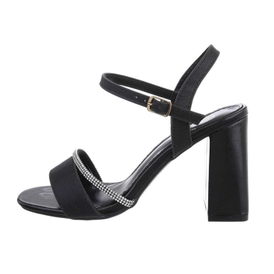 Sandale elegante cu toc gros - negru dama