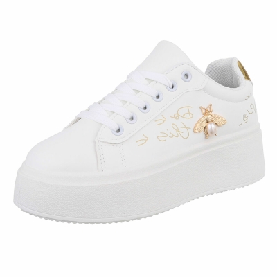 Sneakers fashion cu imprimeu - auriu dama