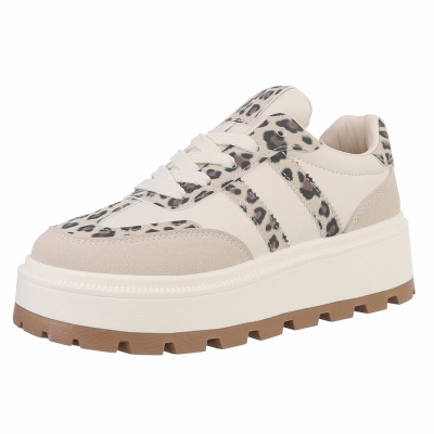 Pantofi sport cu talpa platforma - imprimeu leopard dama