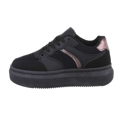 Pantofi sport talpa groasa - negru dama