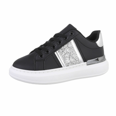 Sneakers cu sclipici - negru dama