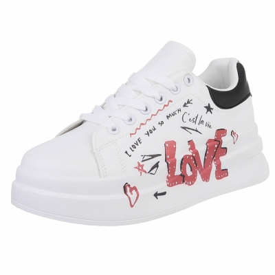 Sneakers fashion cu imprimeu - negru dama