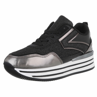 Sneakers cu talpa groasa - negru dama