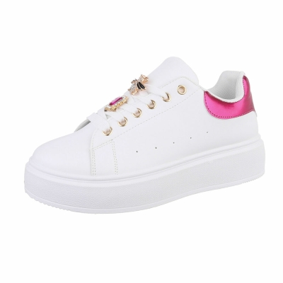 Sneakers cu brose cu pietricele - whitefuchsia dama