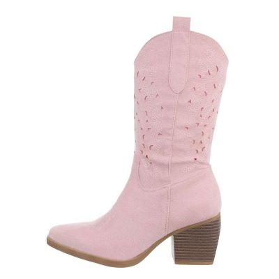 Ciocate western cu toc gros - & Cizme Biker - pinksuede dama