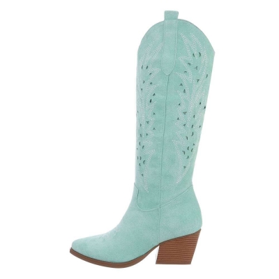 Ciocate western cu toc gros - & Cizme Biker - turquoise dama