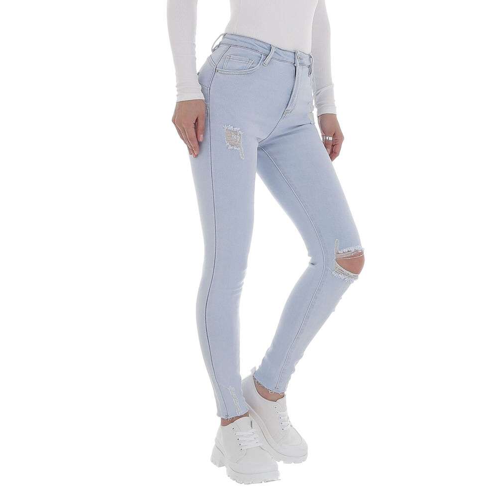 Blugi skinny cu rupturi - L.albastru dama