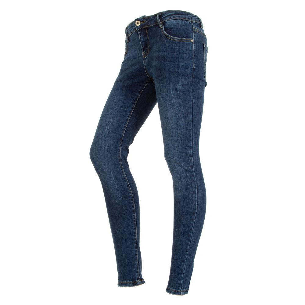 Blugi skinny talie inalta - albastru dama