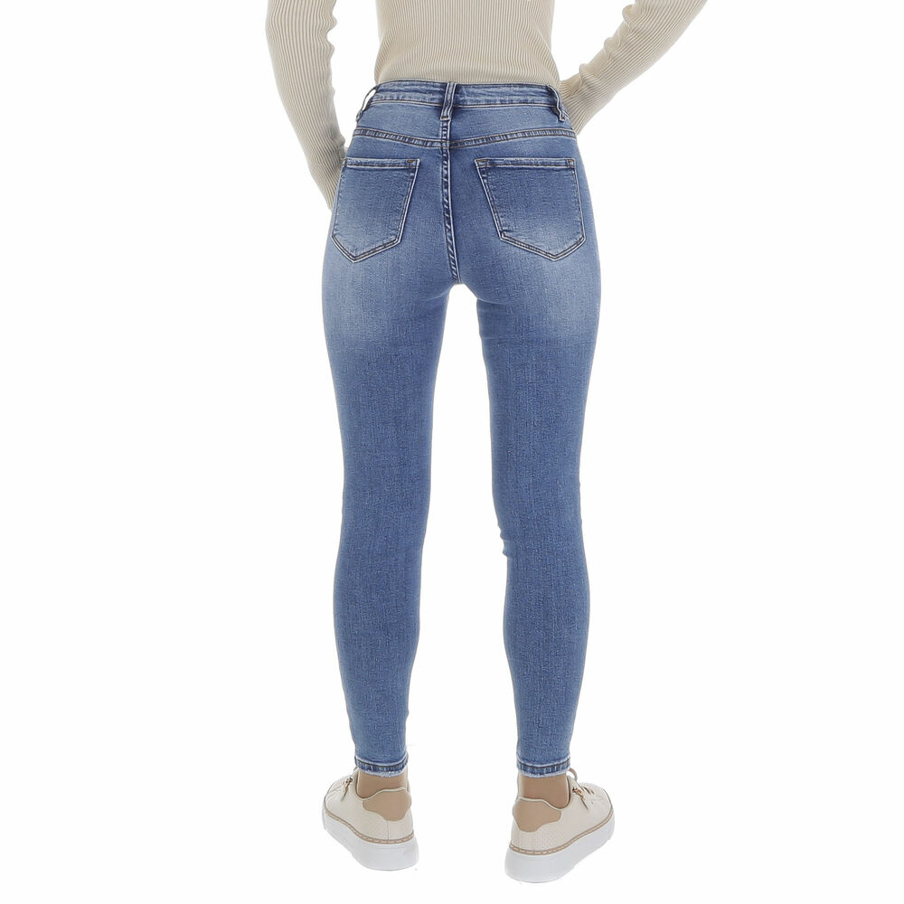 Blugi skinny talie inalta - albastru dama