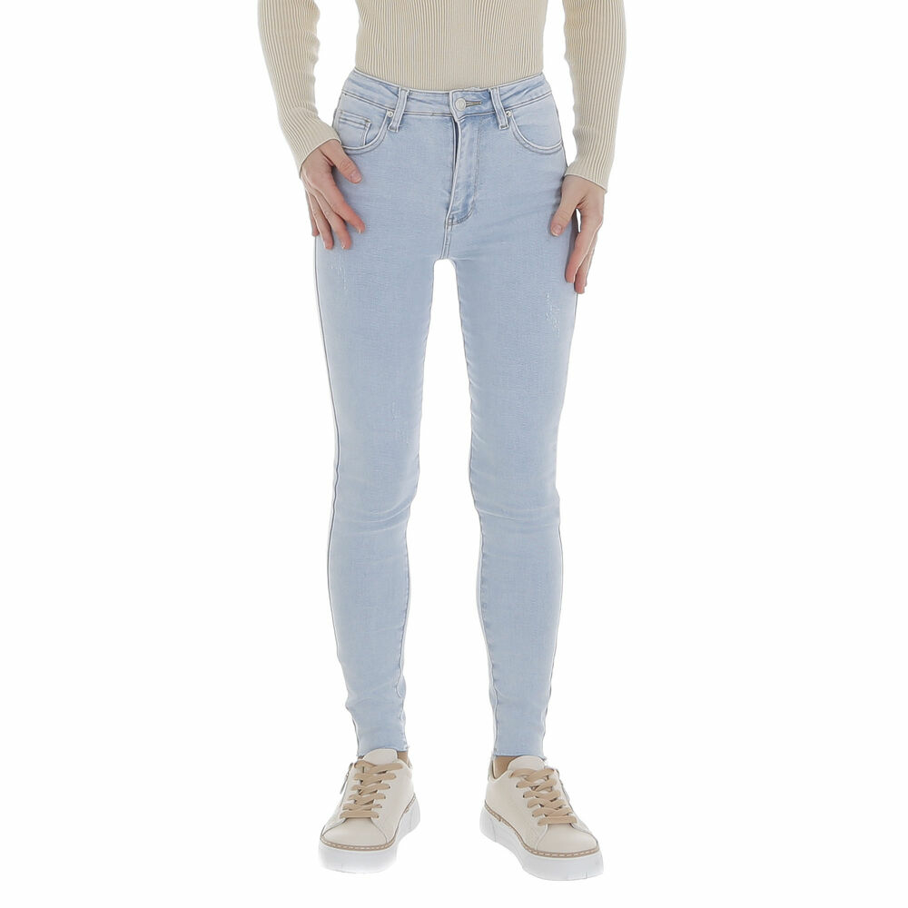 Jeans talie inalta skinny - L.albastru dama