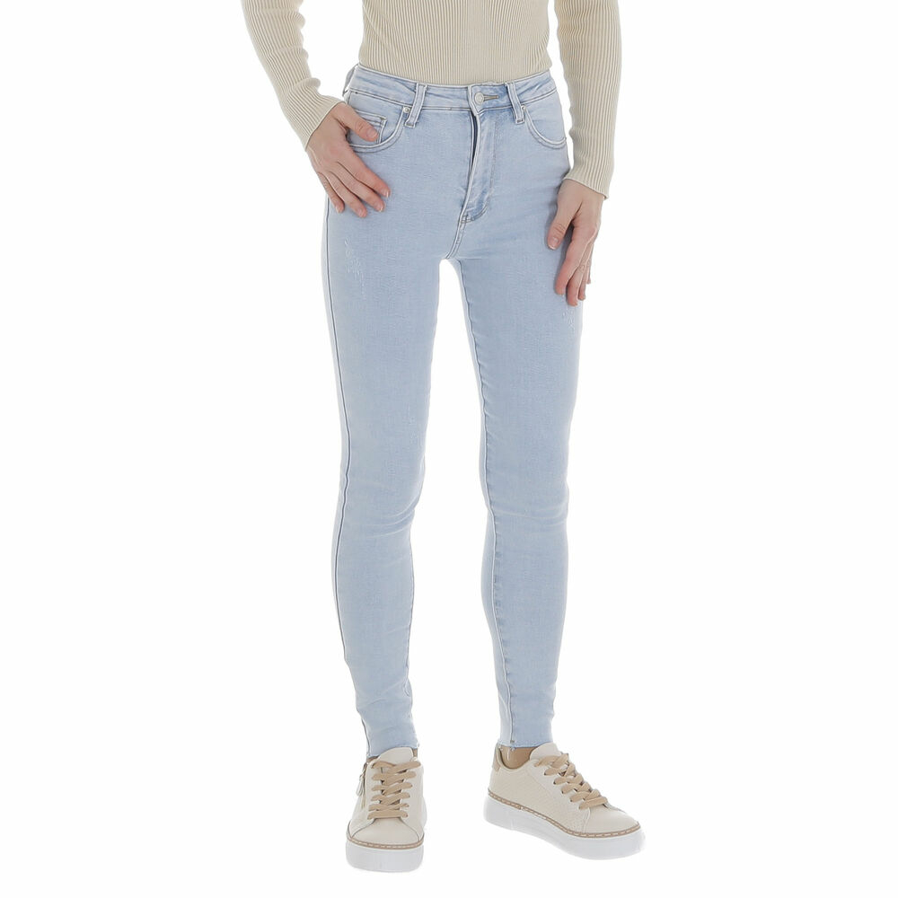 Jeans talie inalta skinny - L.albastru dama