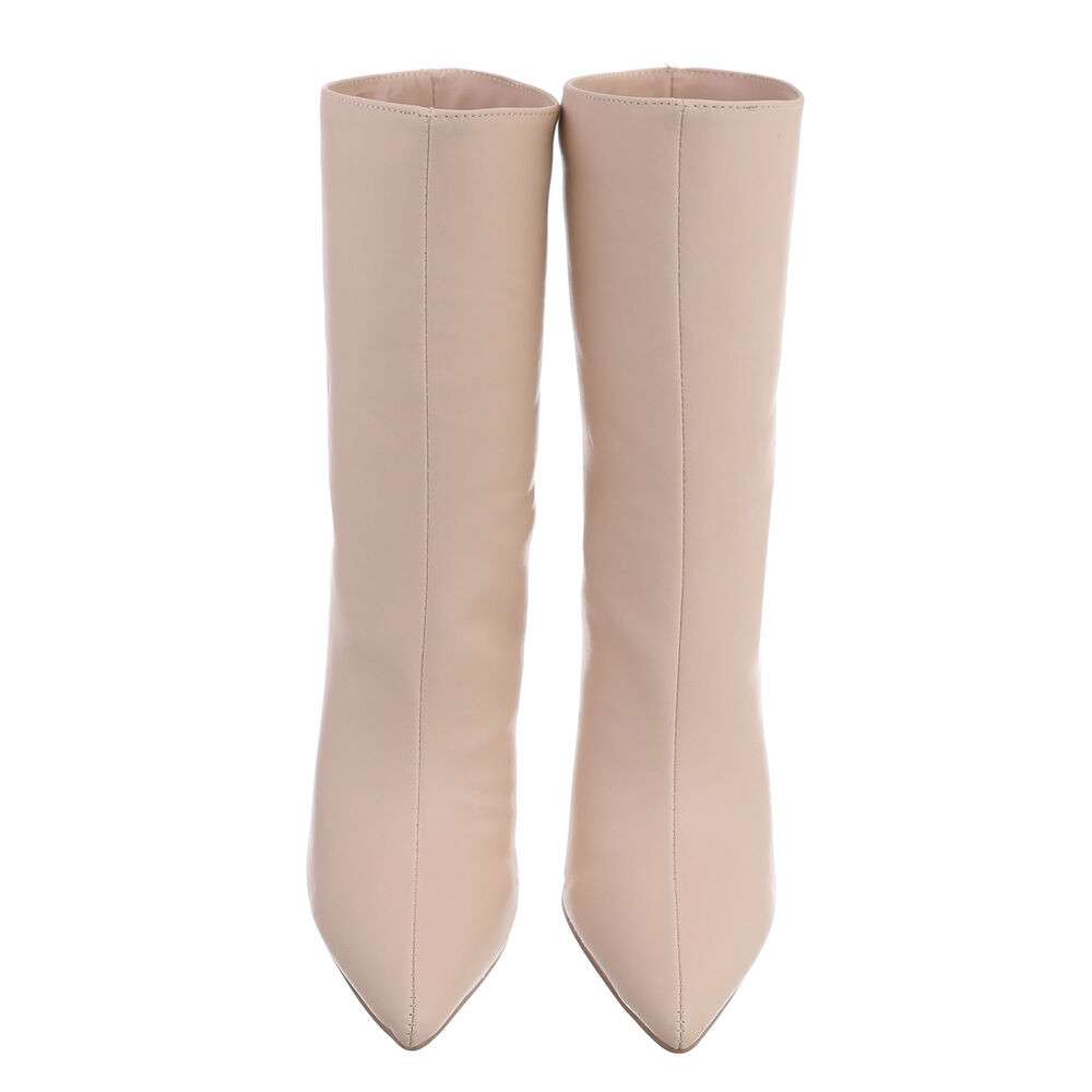 Botine cu toc subtire - culoarea nude dama