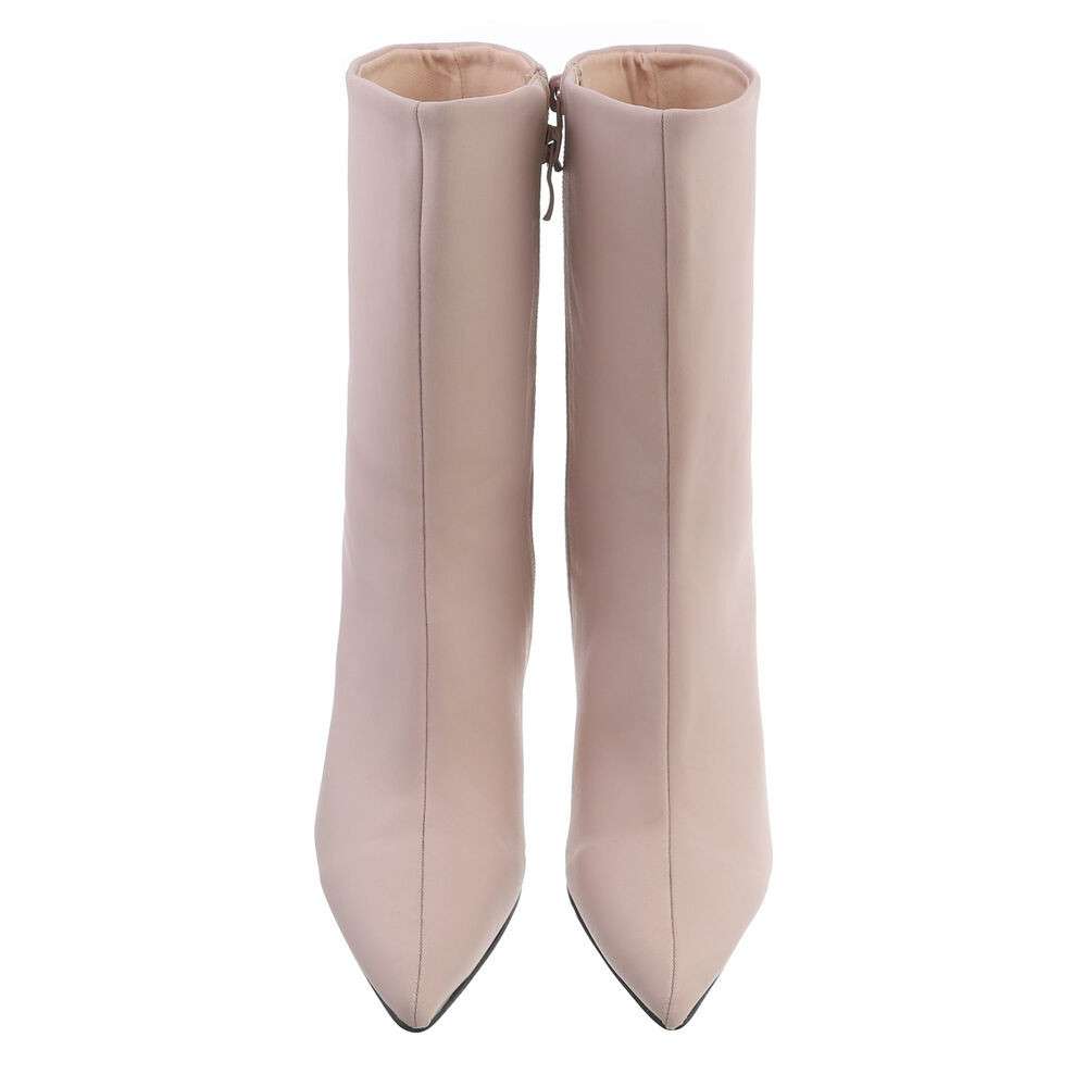 Botine toc subtire inalt - culoarea nude dama