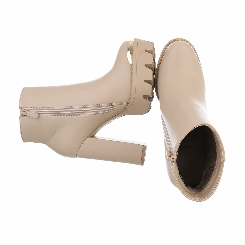 Botine elegante cu toc gros - kaki dama