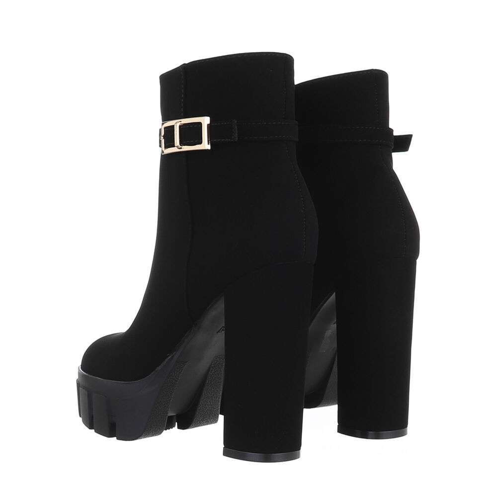 Botine cu toc gros inalt - negru dama