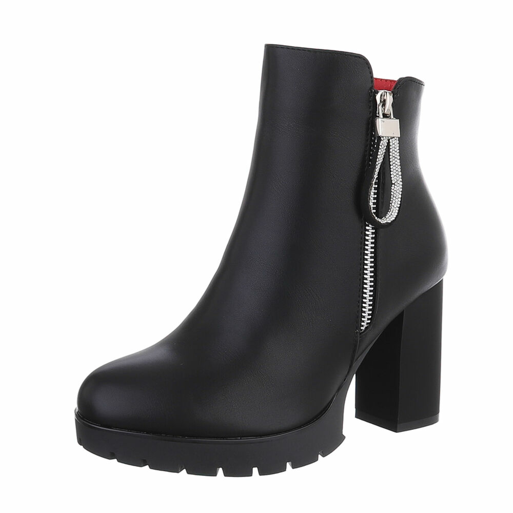 Botine cu toc gros - negru dama